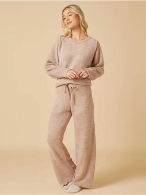 NWT Softies Marshmallow Reverse Seam Crew Neck Lounge Top Coco L